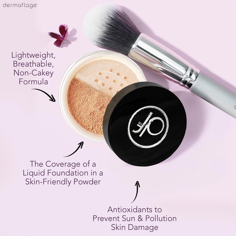 Dermaflage Mineral Powder Foundation - Full Coverage, Talc-Free & Lasting Matte Finish - Natural Ingredients with Antioxidants - Safe for Sensitive Skin & Made in USA - Bronze Medium - Image 2